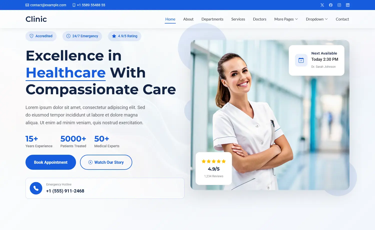 Clinic – Free Bootstrap 5 Medical Website Template