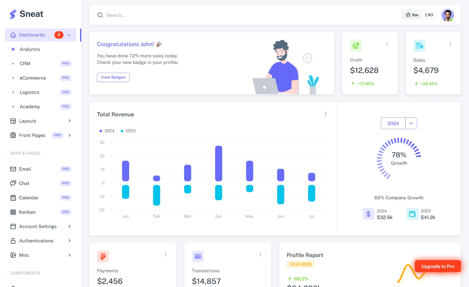 Sneat – Free Responsive Bootstrap 5 HTML5 Admin Template