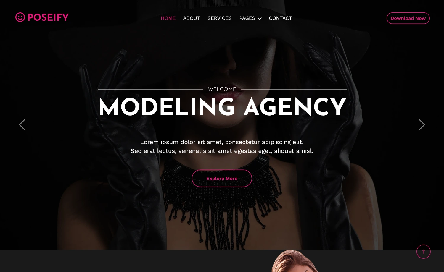 Poseify – Free Bootstrap Modeling Agency Website Template