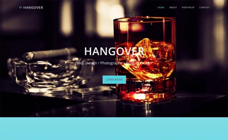 Hangover – A one-page free Bootstrap HTML5 multipurpose personal portfolio website template