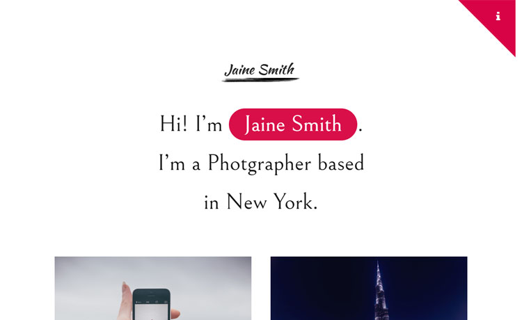 Jaine – A multi-page free HTML5 photographer portfolio website template