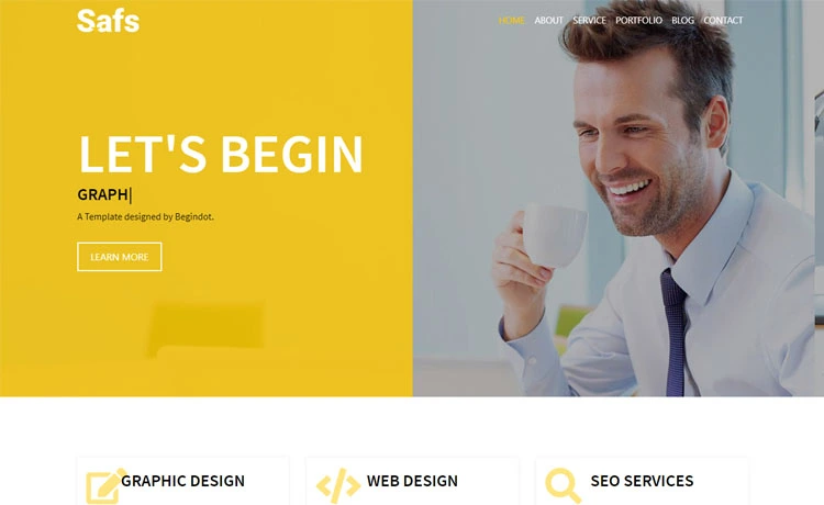 Safs – One-page free Bootstrap 4 HTML5 personal portfolio website template for web developer, web and graphic designer