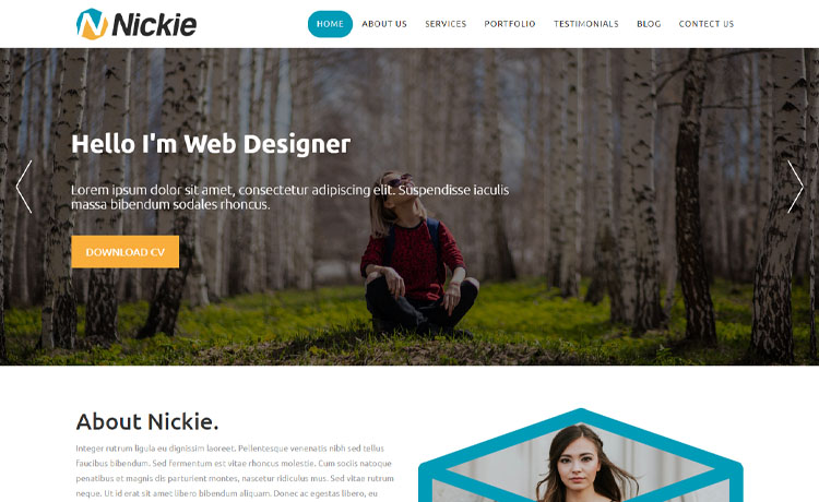 Nickie – Free one-page Bootstrap 4 HTML5 portfolio website template