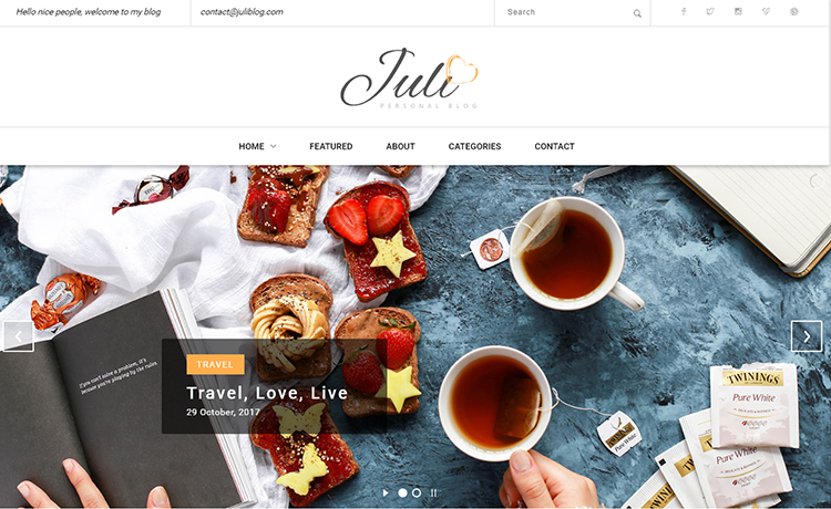 Juli – Free HTML5 Blog Theme For Blogging With Trendy Niches