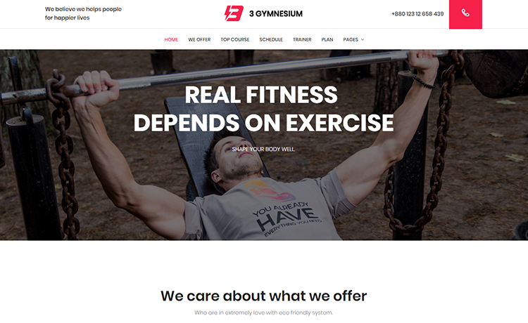 Gym – One Page Free Responsive Fitness Website Template
