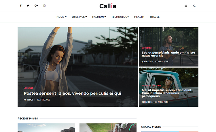 Callie – Easy To Edit Free HTML5 Fashion Blogging Template