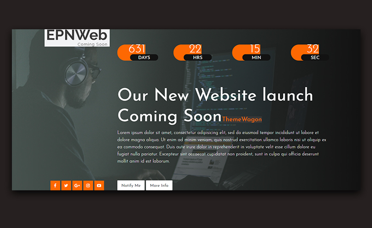 EPNWeb – Free Bootstrap Coming Soon Website Template