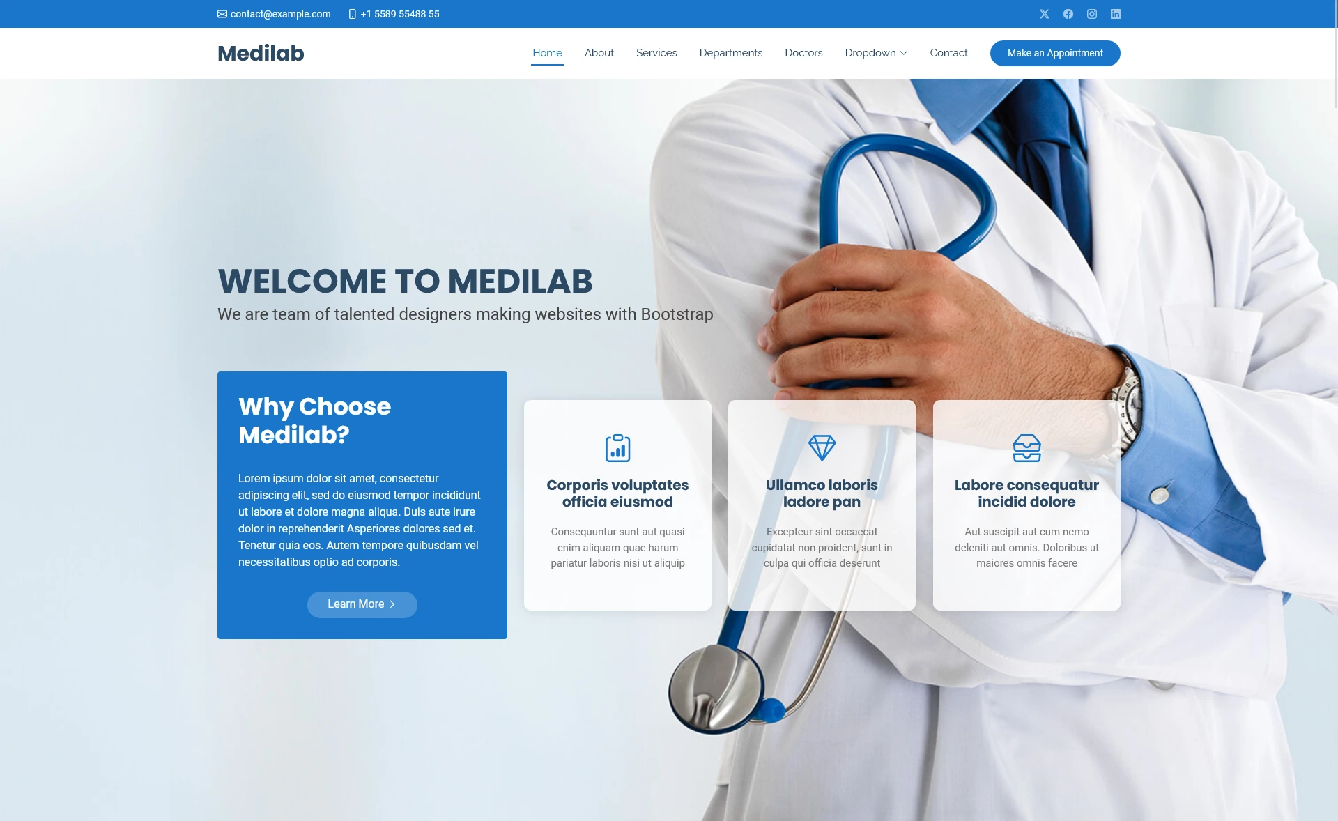 MediLab – Free Responsive Bootstrap 5 Medical Website Template