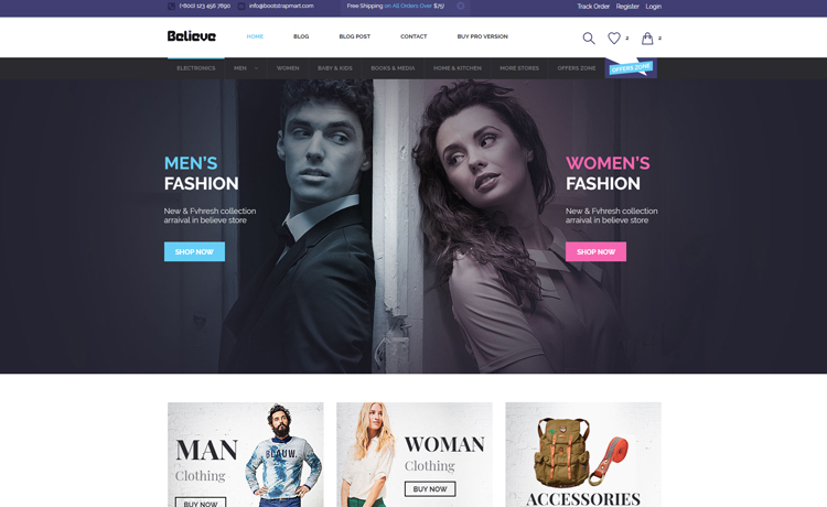 Believe – Free Responsive eCommerce Website Template