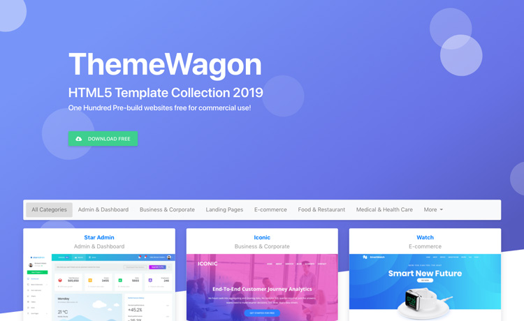 Template Collection 2019 – One Hundred FREE HTML5 Templates in One Pack
