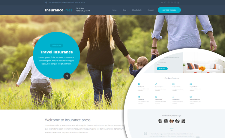 InsurancePress – Free HTML5 Insurance Template With Clean Design