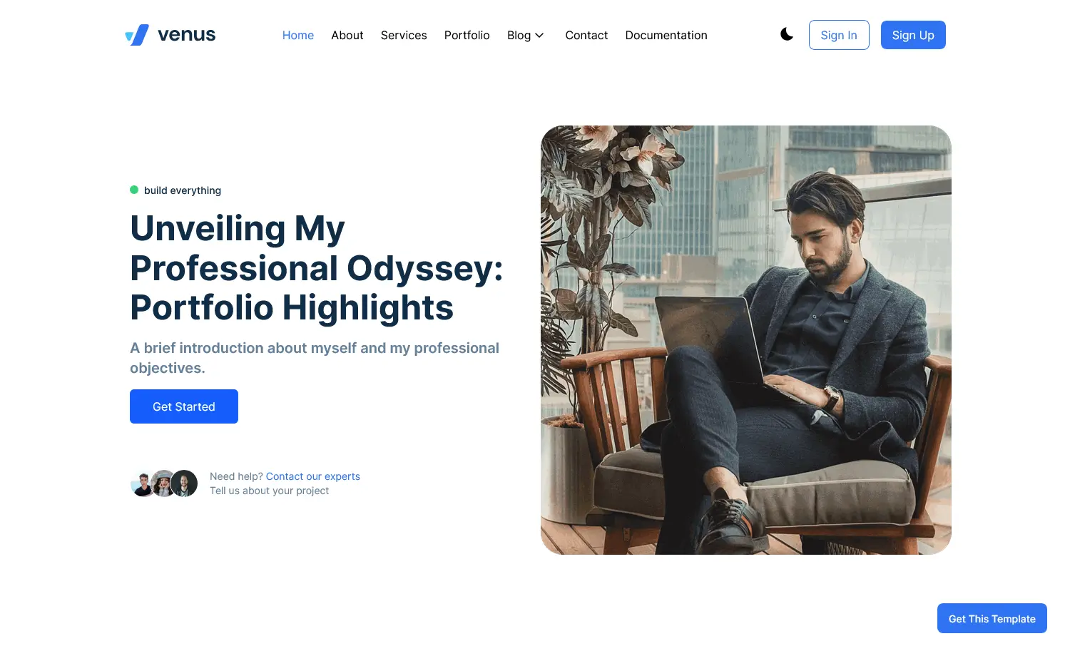Venus – Free Tailwind CSS Next.js Portfolio Website Template