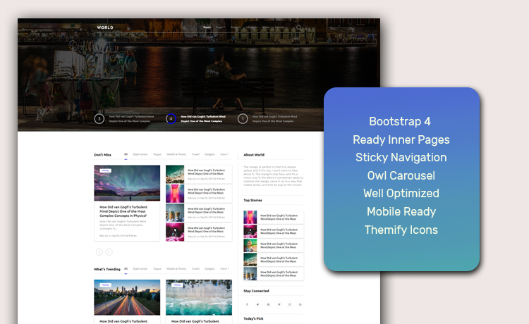 World – Free HTML5 Magazine Template for Blog Websites