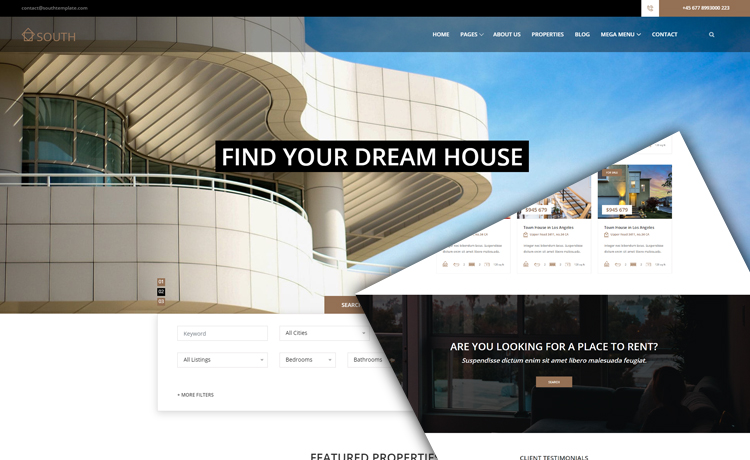 South – Beautifully Crafted Free Real Estate Website Template