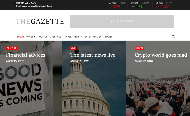 TheGazette – Noticeable and Feature-rich Free Bootstrap Magazine Template