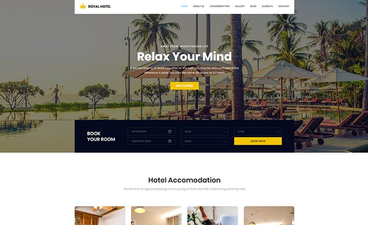Royal – Free Bootstrap Hotel Template with Booking Form