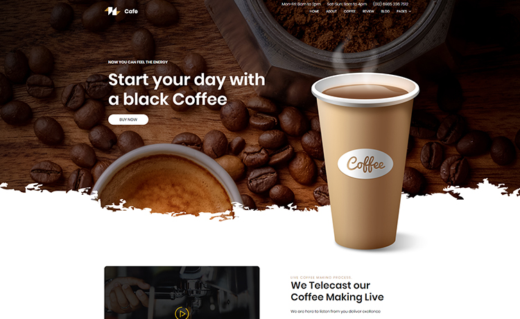 Coffee – Simple Yet Compelling Free HTML5 Coffee Shop Bootstrap Template