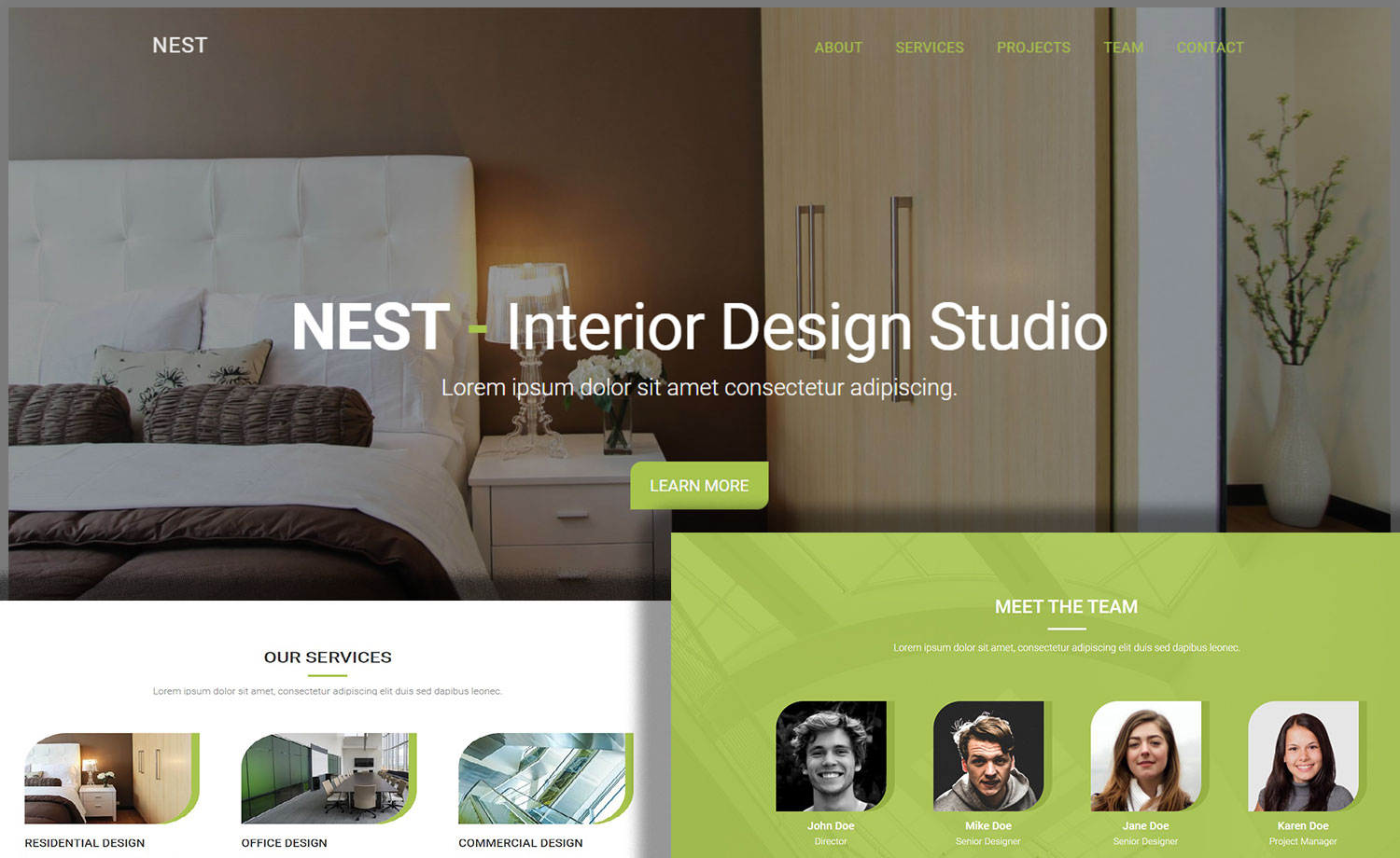 Nest – Free Interior Design Website Template with Working Contact Form