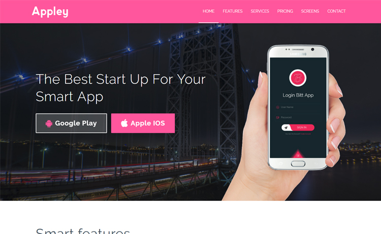 Appley – Free Bootstrap HTML5 app landing page template