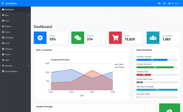BootAdmin – Free HTML5 Bootstrap 4 admin dashboard template