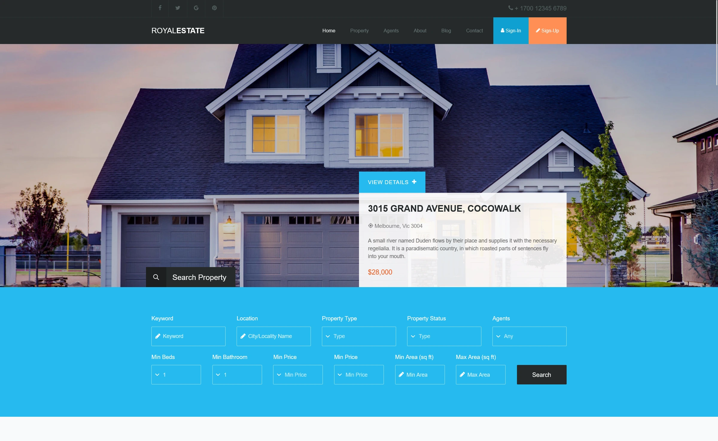 RoyalEstate – Free Bootstrap 4 HTML5 real estate website template