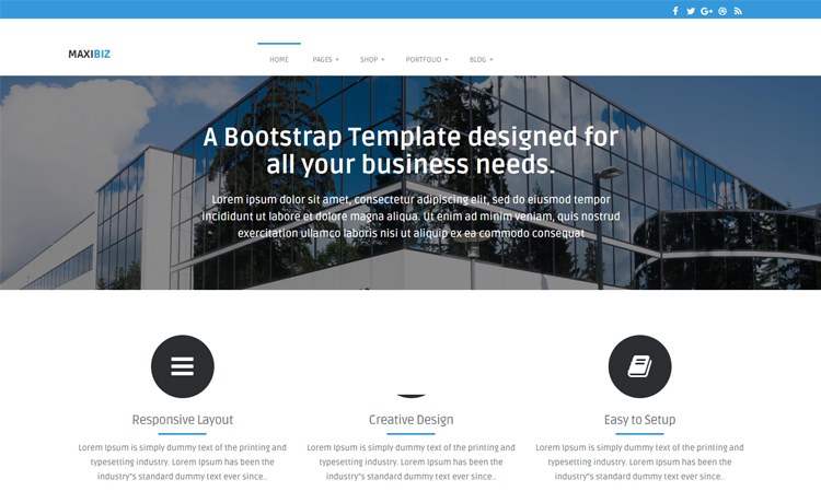 MaxiBiz – Free Bootstrap HTML5 multi-page business website template for creative agency, web development agency, digital agency