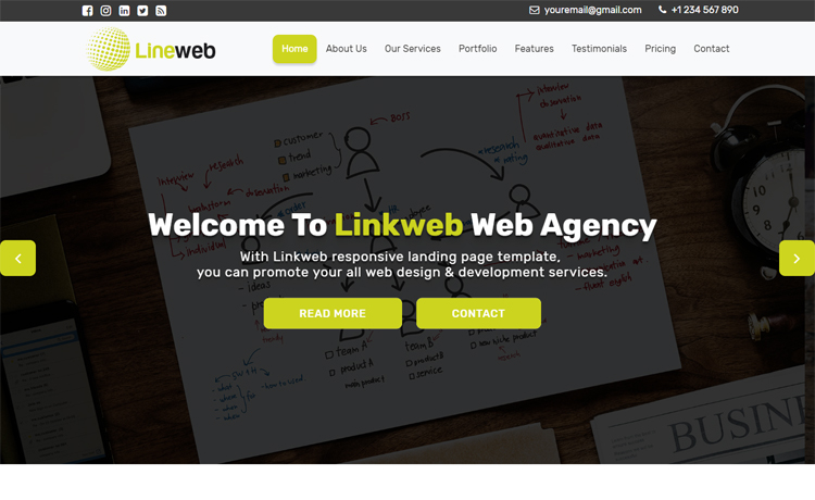 LinkWeb – Free Bootstrap 4 HTML5 professional business website template