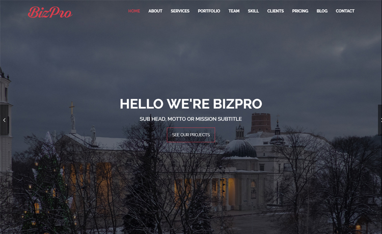 BizPro – Free Bootstrap HTML5 one-page business website template for creative agency, web development agency, digital agency