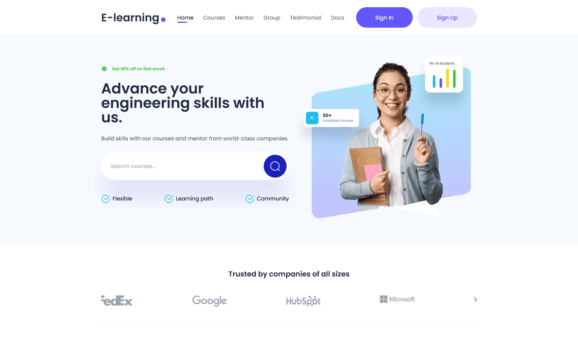 eLearning – Free Tailwind CSS Educational Website Template