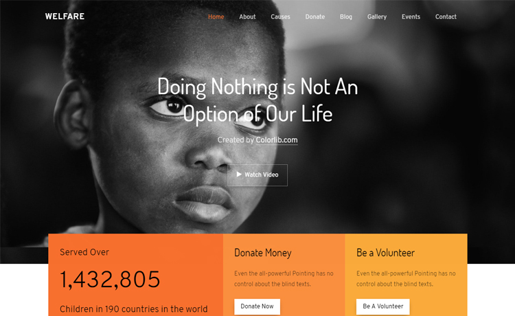 Welfare – Free Bootstrap 4 HTML5 charities, fundraisers and other NGO organizations website template