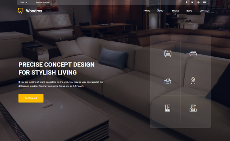 Woodrox – Free Bootstrap 4 HTML5 interior design agency website template