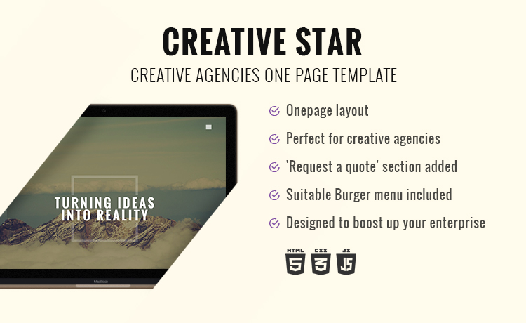 Creative Star – A One Page Agency Bootstrap Template