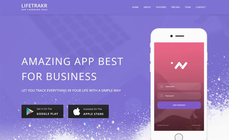 Lifetrackr – Free Responsive Bootstrap App Landing Page Template