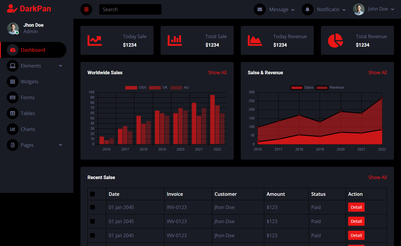 DarkPan – Free Bootstrap 5 Admin Dashboard Template