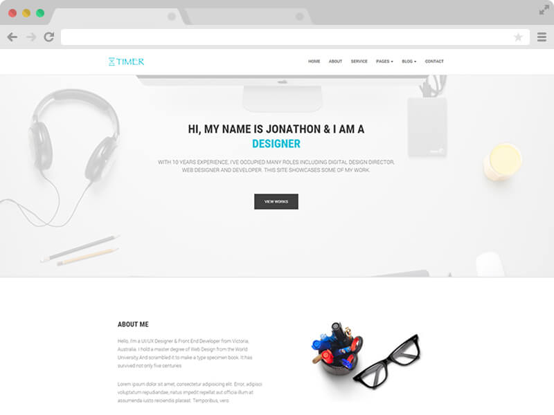 Timer – Free Responsive Multi Page Personal Bootstrap Template