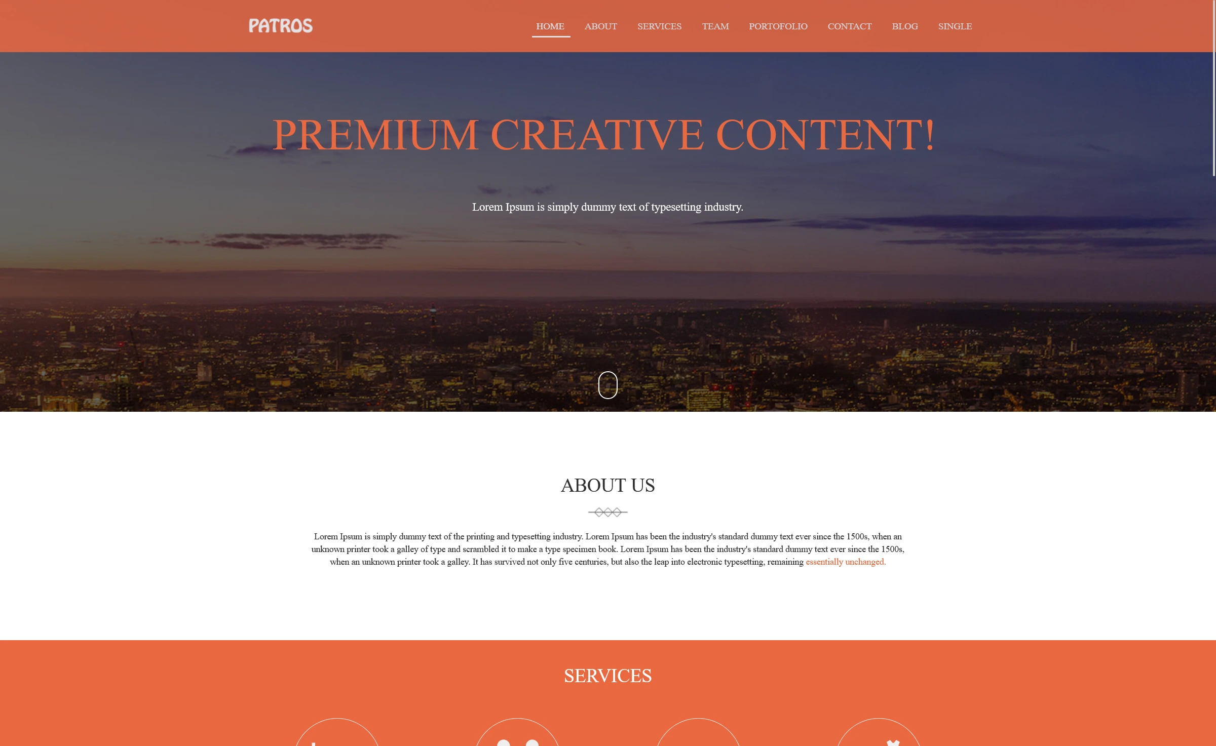 Patros – free single page business HTML5 template