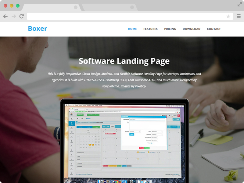 Boxer – Software Landing Page Free HTML5 Template