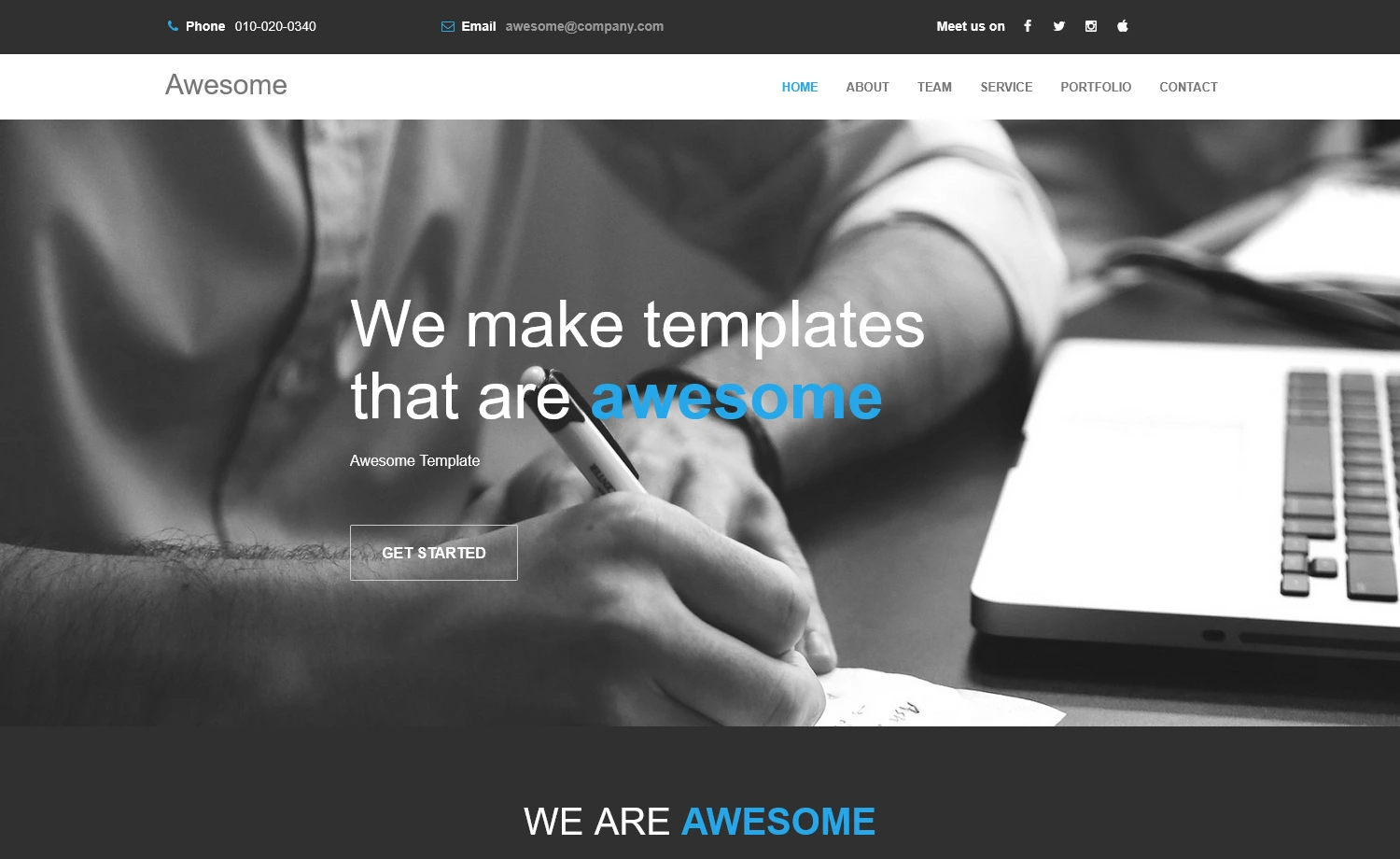 Awesome – Free One Page Responsive HTML5 Template