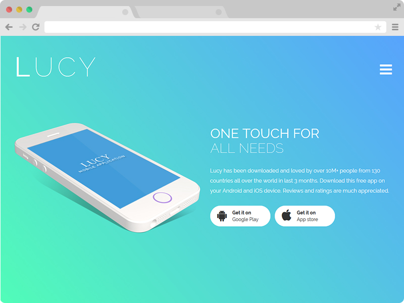 Lucy – The Best Free Responsive Bootstrap App Landing Page Template