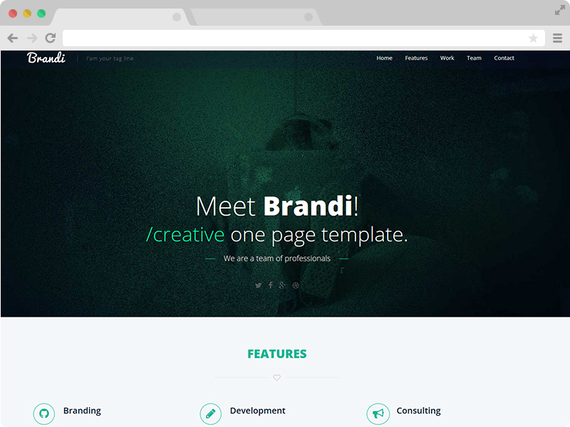 Brandi – Free One Page Responsive HTML5 Business Template