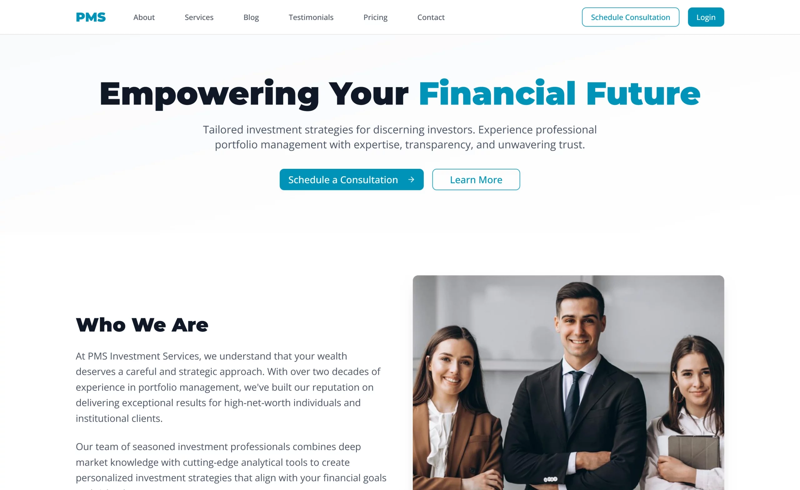 PMS – Free Tailwind CSS Finance Service Website Template