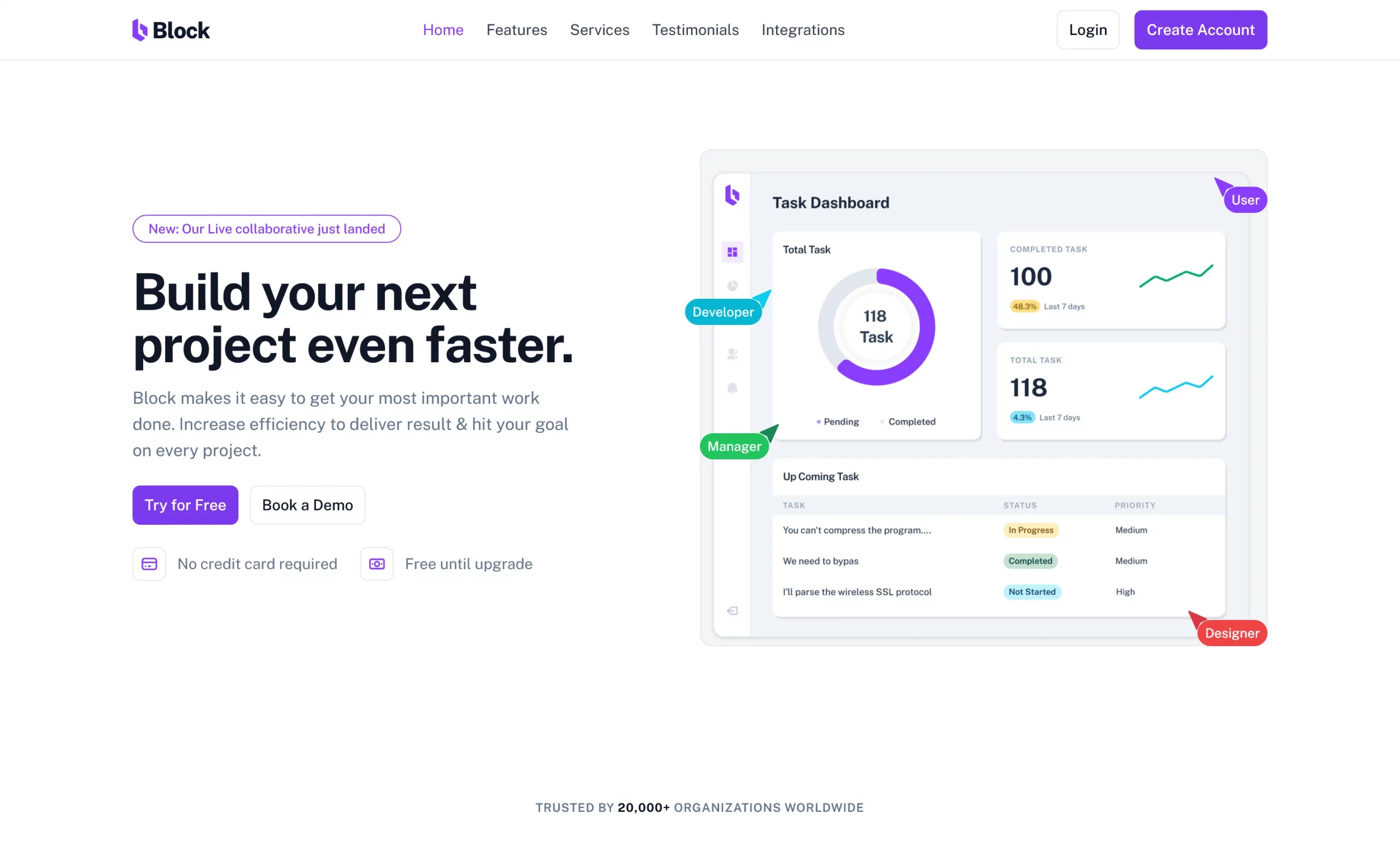 Block – Free Tailwind CSS & Vite Landing Page Template
