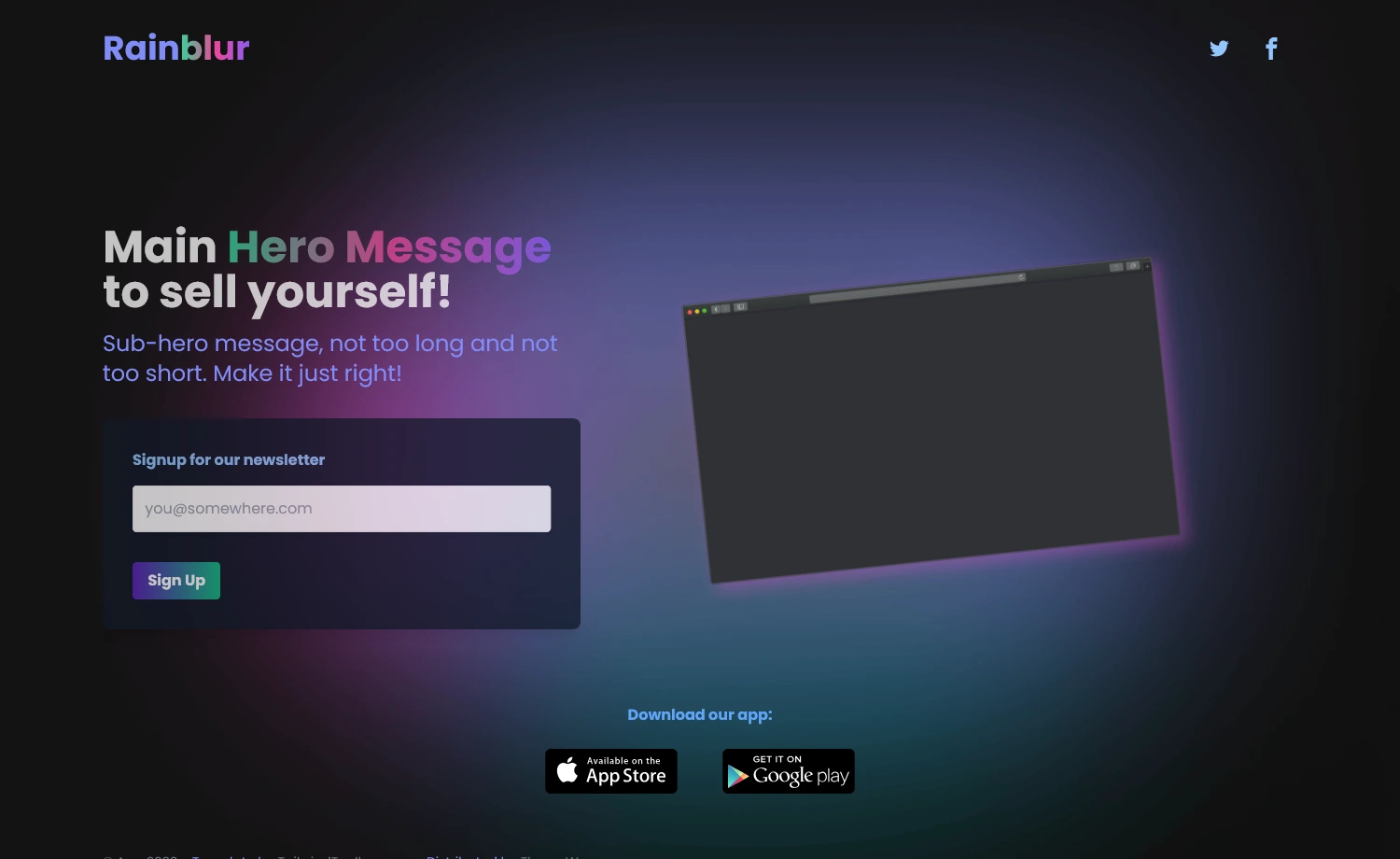 Rainblur – Free Tailwind CSS Coming Soon Page Template