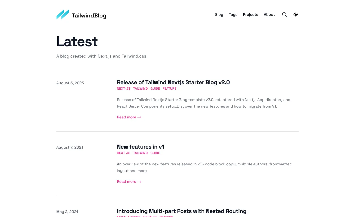 TailwindBlog – Free Tailwind CSS Blogging Website Template