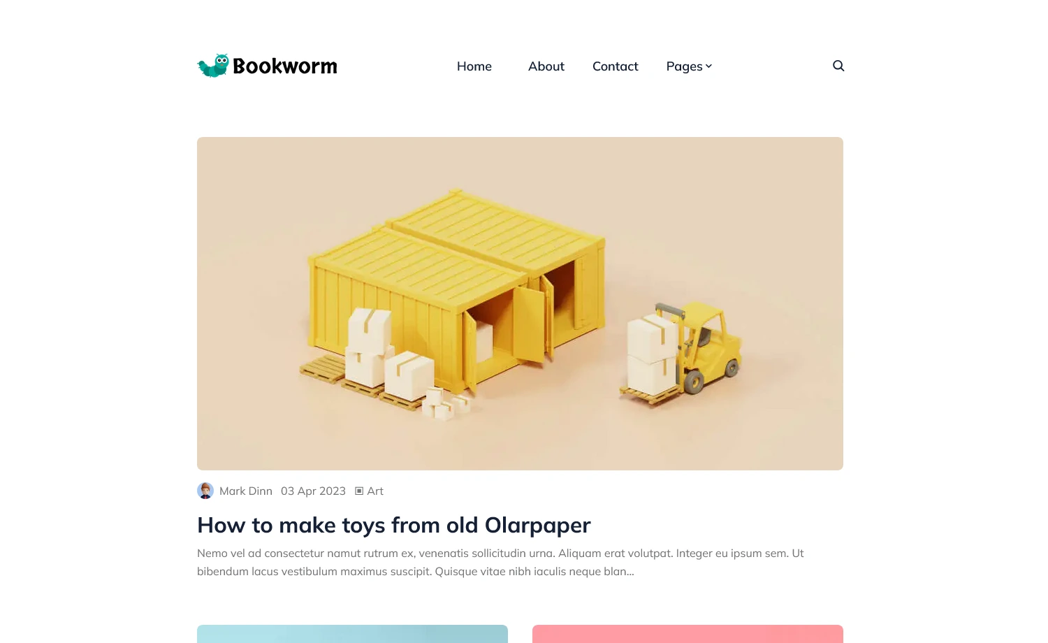 BookWorm – Free Tailwind CSS Blogging Website Template