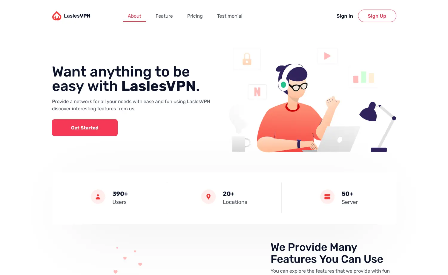 LaslesVPN – Free Tailwind CSS Next.js App Landing Page Template