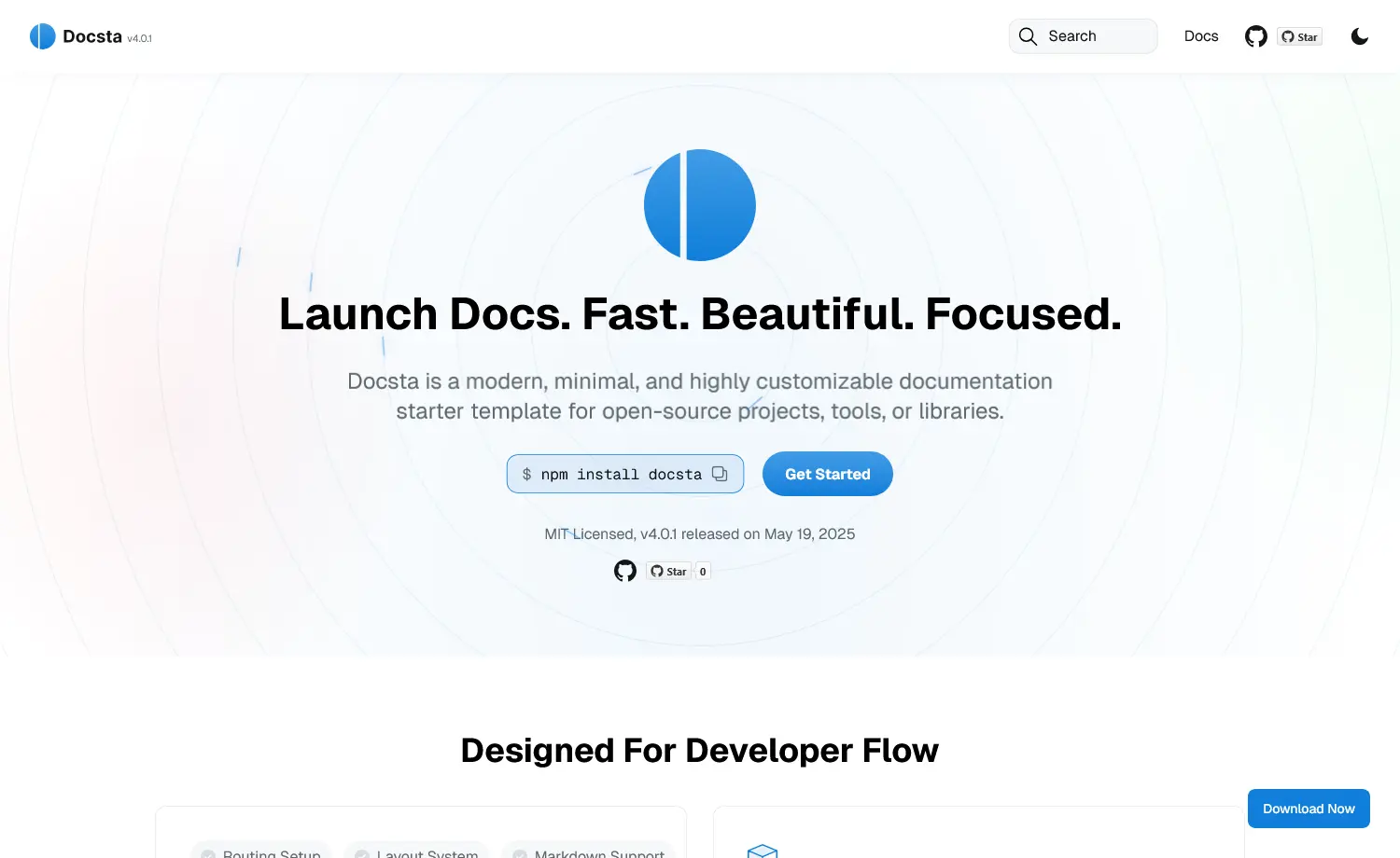Docsta – Free Responsive Tailwind CSS Documentation Template