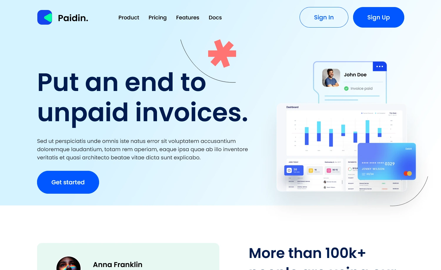 Paidin – Free Tailwind CSS Landing Page Template