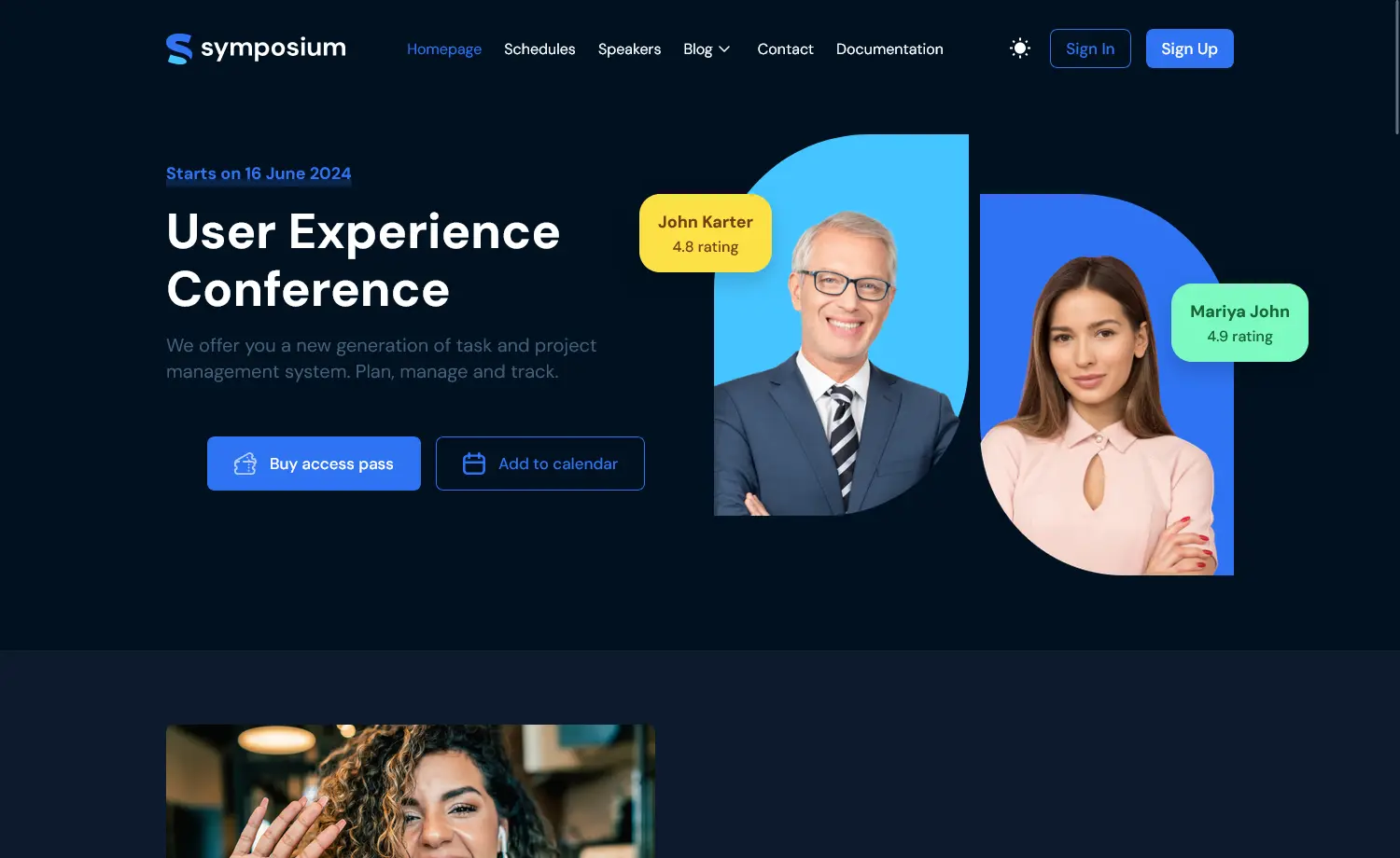 Symposium – Free Tailwind CSS Event Management Website Template