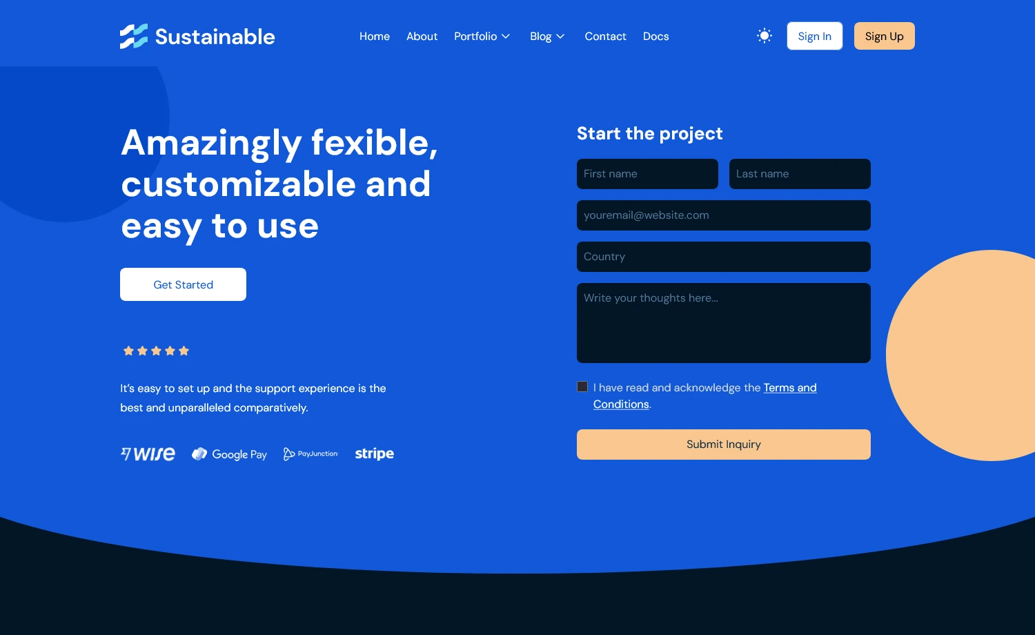 Sustainable – Free Tailwind CSS Next.js Portfolio Website Template
